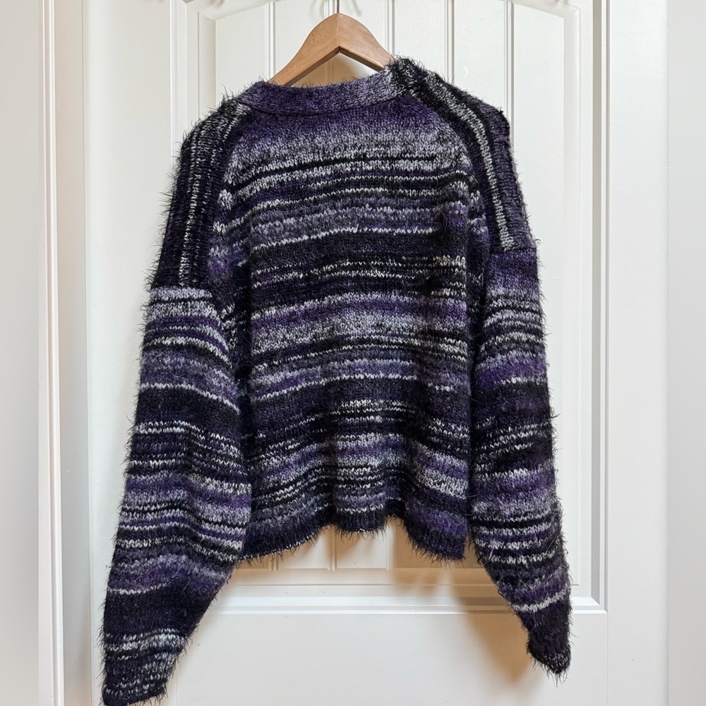 Babaton Donaldson Purple Açai Alpaca Wool Blend Oversized Fluffy Cardigan Size S - Picture 5 of 6